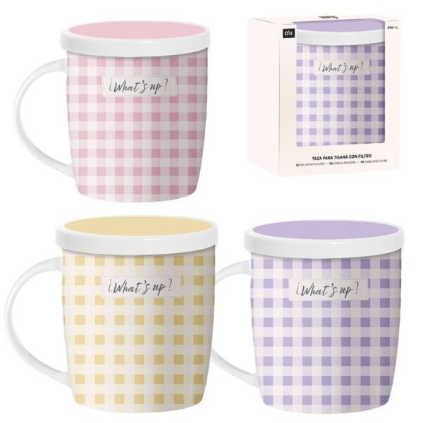 Tisana Vichy - Taza para infusiones con filtro y diseño de cuadros
